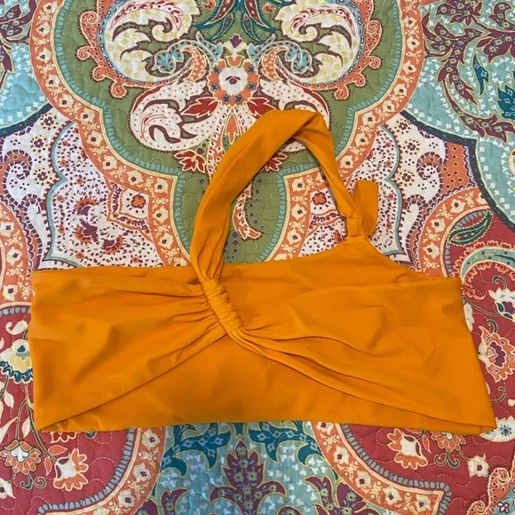 Lovers and Friends orange one shoulder strap bikini top size S EUC - Picture 3 of 3